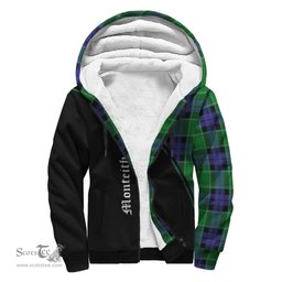 Scottish Monteith Tartan Sherpa Hoodie with Family Crest Curve Style Tartan Fleece Hoodie Scottish Plaid Tartan Plaid - ScotsTee - scotstee.com