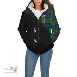 Scottish Monteith Tartan Sherpa Hoodie with Family Crest Curve Style Tartan Fleece Hoodie Scottish Plaid Tartan Plaid - ScotsTee - scotstee.com