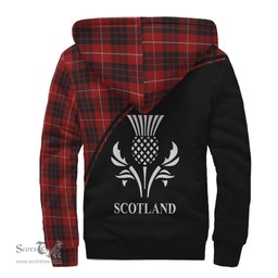 Scottish Munro Black and Red Tartan Sherpa Hoodie with Family Crest Curve Style Tartan Fleece Hoodie Scottish Plaid Tartan Plaid - ScotsTee - scotstee.com