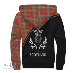 Scottish Morrison Red Ancient Tartan Sherpa Hoodie with Family Crest Curve Style Tartan Fleece Hoodie Scottish Plaid Tartan Plaid - ScotsTee - scotstee.com