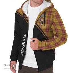 Scottish MacMillan Dress Tartan Sherpa Hoodie with Family Crest Curve Style Tartan Fleece Hoodie Scottish Plaid Tartan Plaid - ScotsTee - scotstee.com