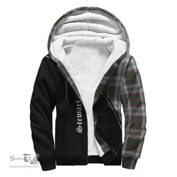 Scottish Stewart of Appin Dress Tartan Sherpa Hoodie with Family Crest Curve Style Tartan Fleece Hoodie Scottish Plaid Tartan Plaid - ScotsTee - scotstee.com