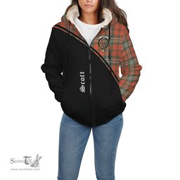 Scottish Scott Ancient Tartan Sherpa Hoodie with Family Crest Curve Style Tartan Fleece Hoodie Scottish Plaid Tartan Plaid - ScotsTee - scotstee.com