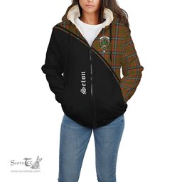 Scottish Seton Hunting Modern Tartan Sherpa Hoodie with Family Crest Curve Style Tartan Fleece Hoodie Scottish Plaid Tartan Plaid - ScotsTee - scotstee.com