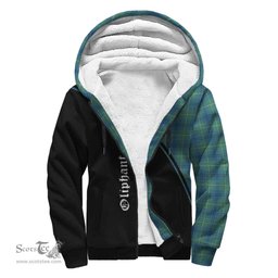 Scottish Oliphant Ancient Tartan Sherpa Hoodie with Family Crest Curve Style Tartan Fleece Hoodie Scottish Plaid Tartan Plaid - ScotsTee - scotstee.com