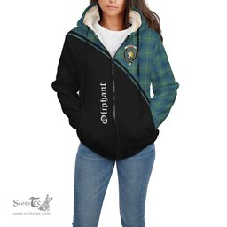 Scottish Oliphant Ancient Tartan Sherpa Hoodie with Family Crest Curve Style Tartan Fleece Hoodie Scottish Plaid Tartan Plaid - ScotsTee - scotstee.com