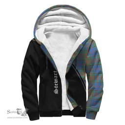 Scottish Stewart of Appin Hunting Ancient Tartan Sherpa Hoodie with Family Crest Curve Style Tartan Fleece Hoodie Scottish Plaid Tartan Plaid - ScotsTee - scotstee.com