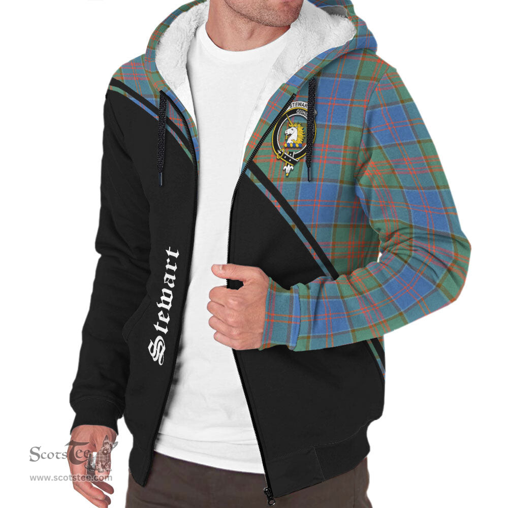 Scottish Stewart of Appin Hunting Ancient Tartan Sherpa Hoodie with Family Crest Curve Style Tartan Fleece Hoodie Scottish Plaid Tartan Plaid - ScotsTee - scotstee.com