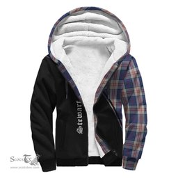 Scottish Stewart of Appin Hunting Dress Tartan Sherpa Hoodie with Family Crest Curve Style Tartan Fleece Hoodie Scottish Plaid Tartan Plaid - ScotsTee - scotstee.com