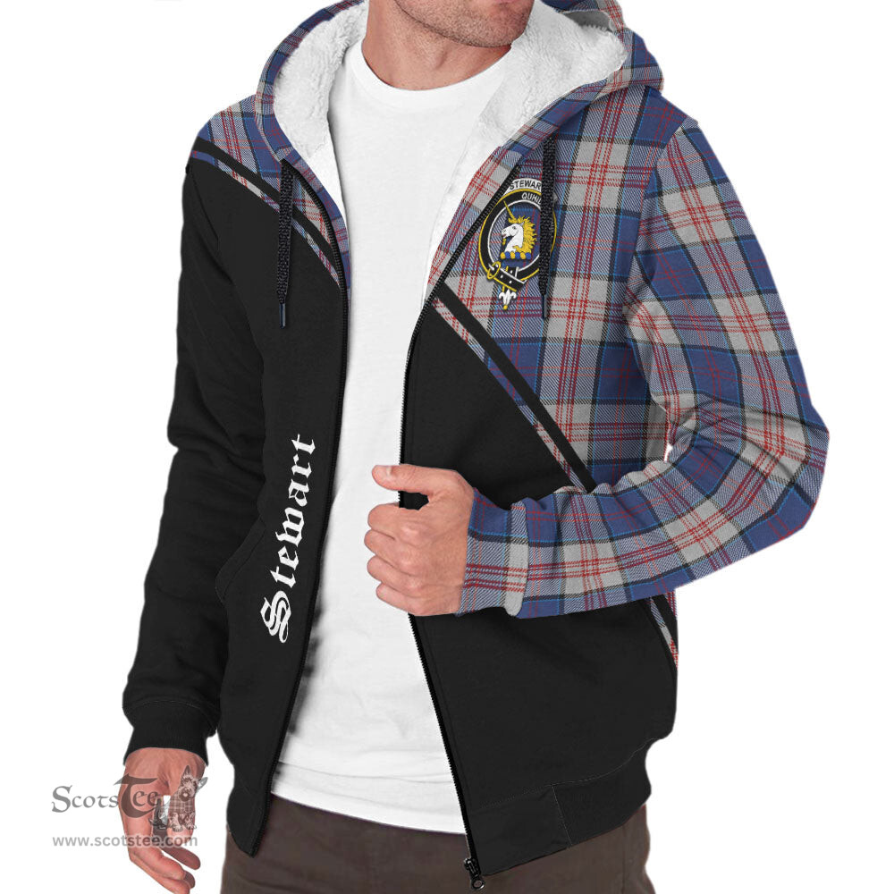 Scottish Stewart of Appin Hunting Dress Tartan Sherpa Hoodie with Family Crest Curve Style Tartan Fleece Hoodie Scottish Plaid Tartan Plaid - ScotsTee - scotstee.com