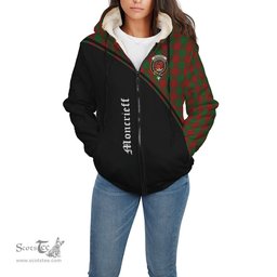 Scottish Moncrieff Tartan Sherpa Hoodie with Family Crest Curve Style Tartan Fleece Hoodie Scottish Plaid Tartan Plaid - ScotsTee - scotstee.com