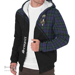 Scottish Sempill Tartan Sherpa Hoodie with Family Crest Curve Style Tartan Fleece Hoodie Scottish Plaid Tartan Plaid - ScotsTee - scotstee.com