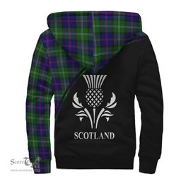 Scottish MacThomas Modern Tartan Sherpa Hoodie with Family Crest Curve Style Tartan Fleece Hoodie Scottish Plaid Tartan Plaid - ScotsTee - scotstee.com