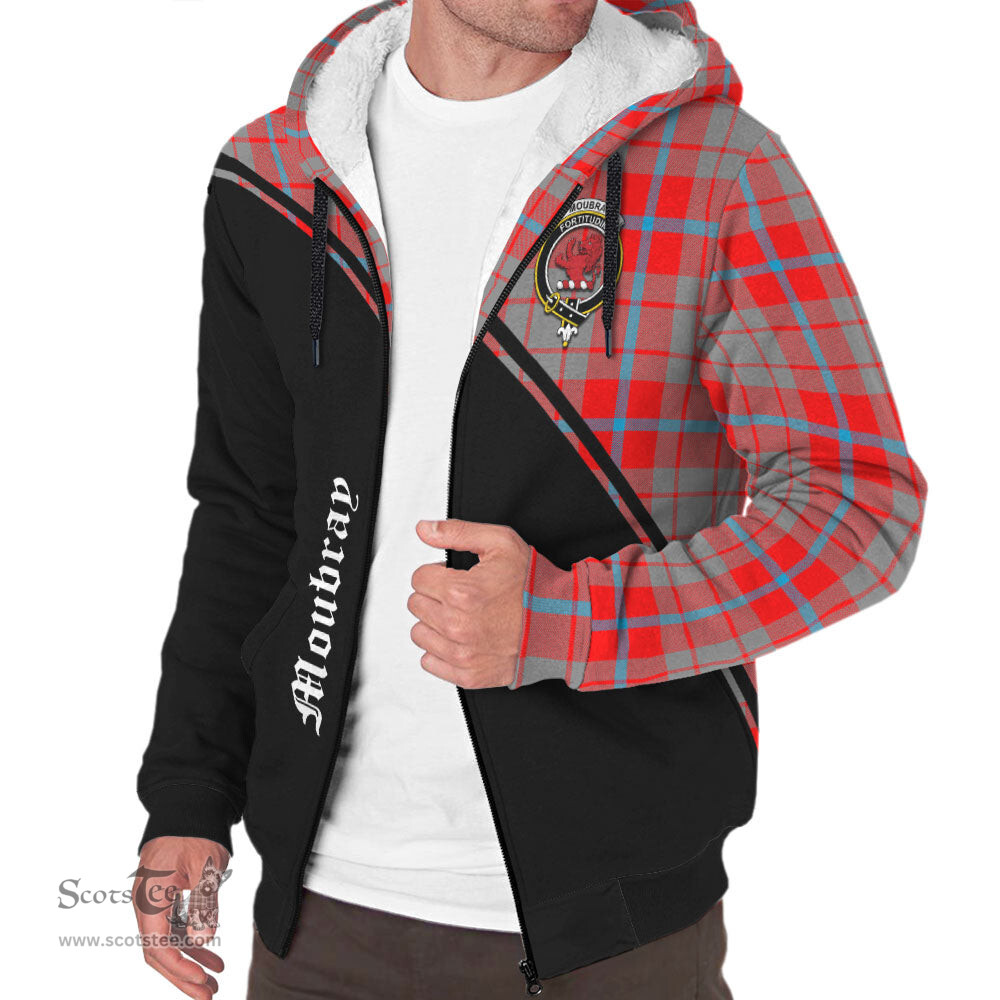 Scottish Moubray Tartan Sherpa Hoodie with Family Crest Curve Style Tartan Fleece Hoodie Scottish Plaid Tartan Plaid - ScotsTee - scotstee.com