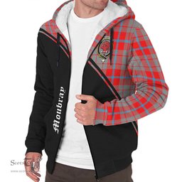 Scottish Moubray Tartan Sherpa Hoodie with Family Crest Curve Style Tartan Fleece Hoodie Scottish Plaid Tartan Plaid - ScotsTee - scotstee.com