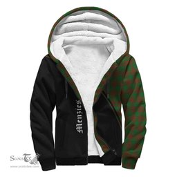 Scottish Menzies Tartan Sherpa Hoodie with Family Crest Curve Style Tartan Fleece Hoodie Scottish Plaid Tartan Plaid - ScotsTee - scotstee.com