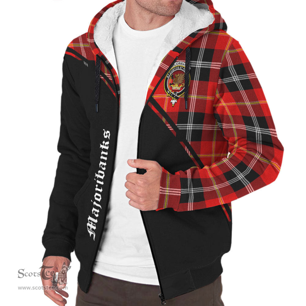 Scottish Majoribanks Tartan Sherpa Hoodie with Family Crest Curve Style Tartan Fleece Hoodie Scottish Plaid Tartan Plaid - ScotsTee - scotstee.com