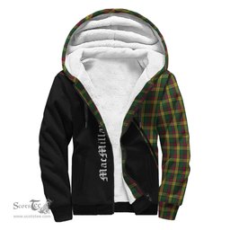 Scottish MacMillan Ancient Tartan Sherpa Hoodie with Family Crest Curve Style Tartan Fleece Hoodie Scottish Plaid Tartan Plaid - ScotsTee - scotstee.com