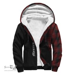 Scottish Menzies Hunting Tartan Sherpa Hoodie with Family Crest Curve Style Tartan Fleece Hoodie Scottish Plaid Tartan Plaid - ScotsTee - scotstee.com