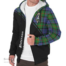 Scottish Paterson Tartan Sherpa Hoodie with Family Crest Curve Style Tartan Fleece Hoodie Scottish Plaid Tartan Plaid - ScotsTee - scotstee.com