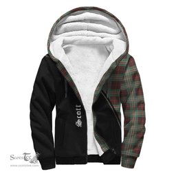 Scottish Scott Brown Ancient Tartan Sherpa Hoodie with Family Crest Curve Style Tartan Fleece Hoodie Scottish Plaid Tartan Plaid - ScotsTee - scotstee.com