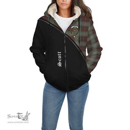 Scottish Scott Brown Ancient Tartan Sherpa Hoodie with Family Crest Curve Style Tartan Fleece Hoodie Scottish Plaid Tartan Plaid - ScotsTee - scotstee.com