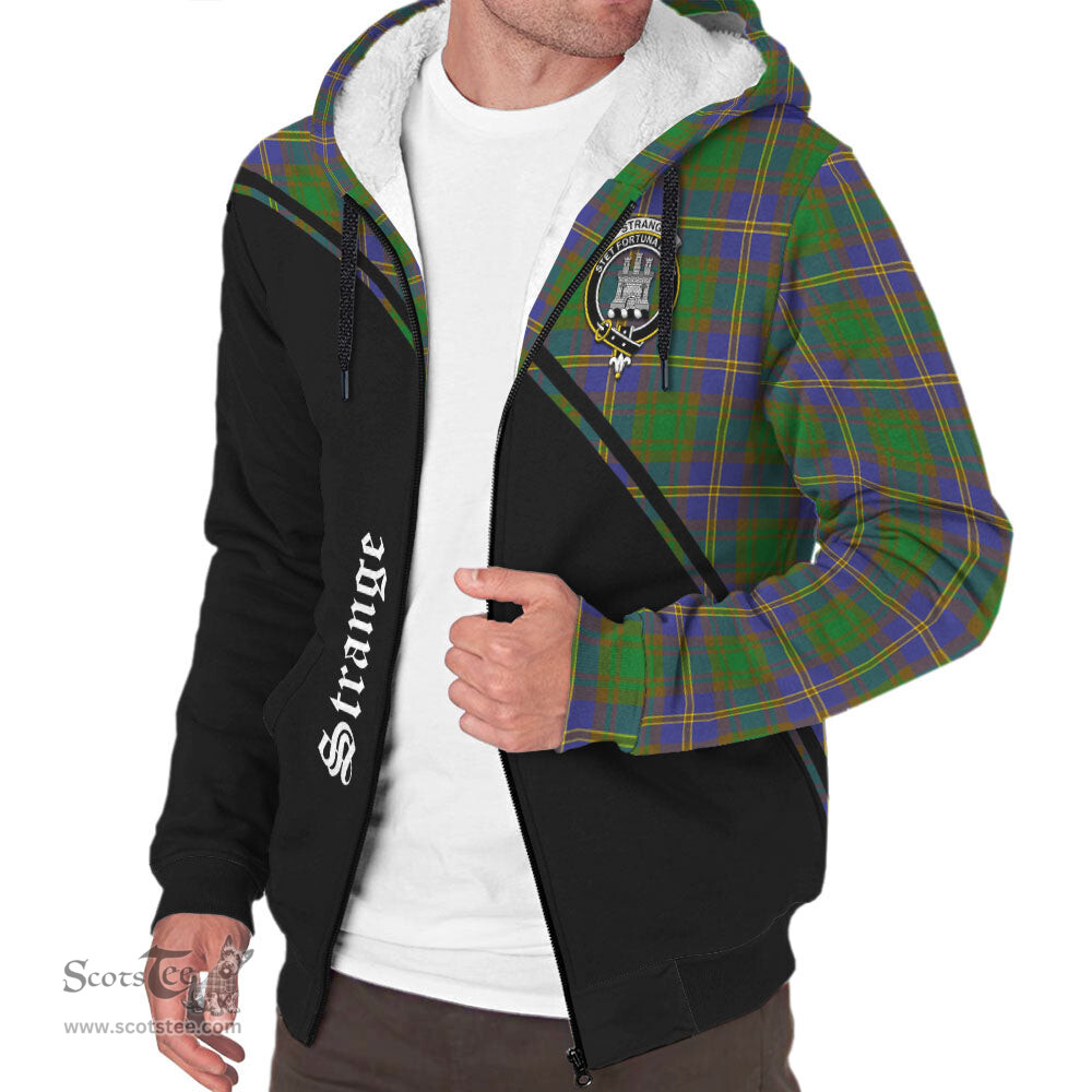 Scottish Strange of Balkaskie Tartan Sherpa Hoodie with Family Crest Curve Style Tartan Fleece Hoodie Scottish Plaid Tartan Plaid - ScotsTee - scotstee.com