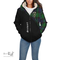 Scottish Stewart Old Modern Tartan Sherpa Hoodie with Family Crest Curve Style Tartan Fleece Hoodie Scottish Plaid Tartan Plaid - ScotsTee - scotstee.com
