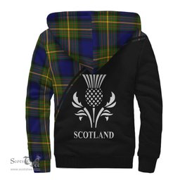 Scottish Muir Tartan Sherpa Hoodie with Family Crest Curve Style Tartan Fleece Hoodie Scottish Plaid Tartan Plaid - ScotsTee - scotstee.com