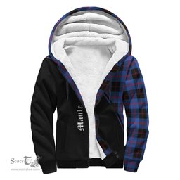 Scottish Maule Tartan Sherpa Hoodie with Family Crest Curve Style Tartan Fleece Hoodie Scottish Plaid Tartan Plaid - ScotsTee - scotstee.com