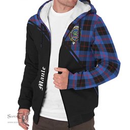 Scottish Maule Tartan Sherpa Hoodie with Family Crest Curve Style Tartan Fleece Hoodie Scottish Plaid Tartan Plaid - ScotsTee - scotstee.com