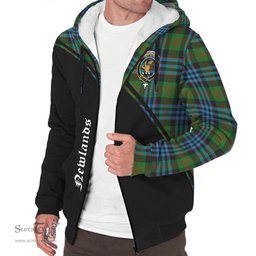Scottish Newlands of Lauriston Tartan Sherpa Hoodie with Family Crest Curve Style Tartan Fleece Hoodie Scottish Plaid Tartan Plaid - ScotsTee - scotstee.com