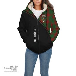Scottish Middleton Tartan Sherpa Hoodie with Family Crest Curve Style Tartan Fleece Hoodie Scottish Plaid Tartan Plaid - ScotsTee - scotstee.com