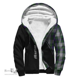 Scottish Murray of Atholl Dress Tartan Sherpa Hoodie with Family Crest Curve Style Tartan Fleece Hoodie Scottish Plaid Tartan Plaid - ScotsTee - scotstee.com