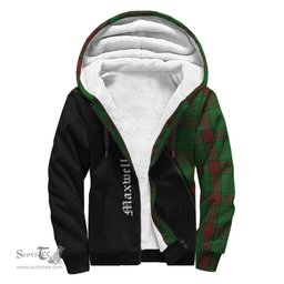 Scottish Maxwell Hunting Tartan Sherpa Hoodie with Family Crest Curve Style Tartan Fleece Hoodie Scottish Plaid Tartan Plaid - ScotsTee - scotstee.com