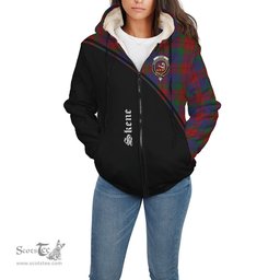 Scottish Skene of Cromar Tartan Sherpa Hoodie with Family Crest Curve Style Tartan Fleece Hoodie Scottish Plaid Tartan Plaid - ScotsTee - scotstee.com
