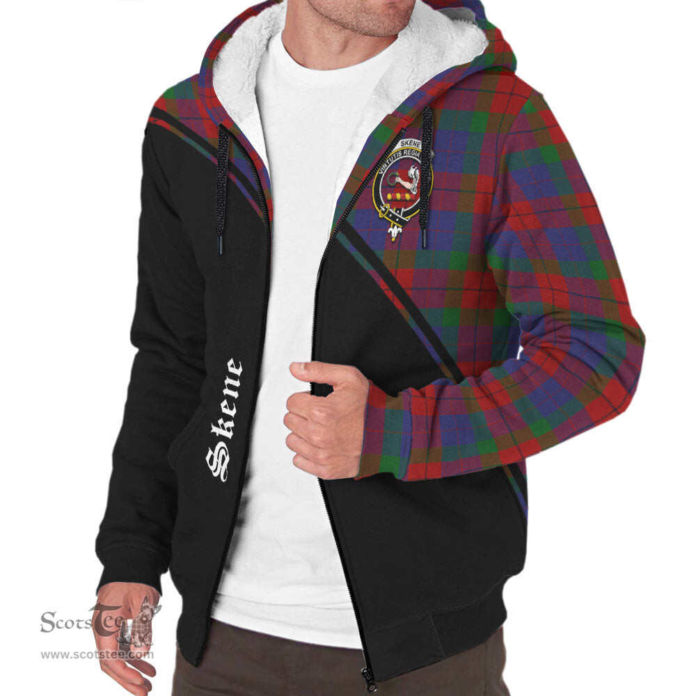Scottish Skene of Cromar Tartan Sherpa Hoodie with Family Crest Curve Style Tartan Fleece Hoodie Scottish Plaid Tartan Plaid - ScotsTee - scotstee.com