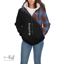 Scottish Spalding Tartan Sherpa Hoodie with Family Crest Curve Style Tartan Fleece Hoodie Scottish Plaid Tartan Plaid - ScotsTee - scotstee.com
