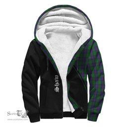 Scottish Shaw Tartan Sherpa Hoodie with Family Crest Curve Style Tartan Fleece Hoodie Scottish Plaid Tartan Plaid - ScotsTee - scotstee.com