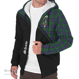 Scottish Shaw Tartan Sherpa Hoodie with Family Crest Curve Style Tartan Fleece Hoodie Scottish Plaid Tartan Plaid - ScotsTee - scotstee.com