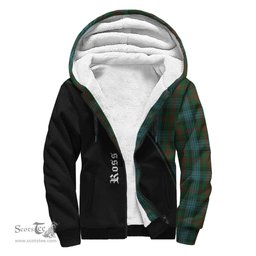 Scottish Ross Hunting Tartan Sherpa Hoodie with Family Crest Curve Style Tartan Fleece Hoodie Scottish Plaid Tartan Plaid - ScotsTee - scotstee.com
