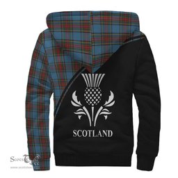 Scottish Stewart Royal Blue Tartan Sherpa Hoodie with Family Crest Curve Style Tartan Fleece Hoodie Scottish Plaid Tartan Plaid - ScotsTee - scotstee.com