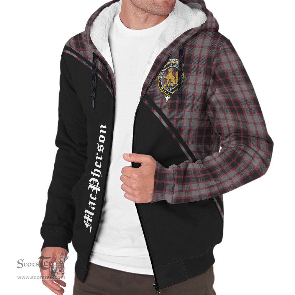 Scottish MacPherson Hunting Tartan Sherpa Hoodie with Family Crest Curve Style Tartan Fleece Hoodie Scottish Plaid Tartan Plaid - ScotsTee - scotstee.com