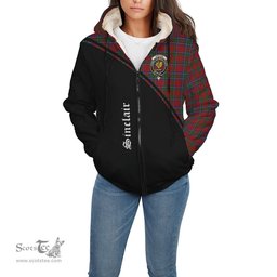 Scottish Sinclair Tartan Sherpa Hoodie with Family Crest Curve Style Tartan Fleece Hoodie Scottish Plaid Tartan Plaid - ScotsTee - scotstee.com