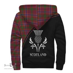 Scottish MacRae Red Tartan Sherpa Hoodie with Family Crest Curve Style Tartan Fleece Hoodie Scottish Plaid Tartan Plaid - ScotsTee - scotstee.com