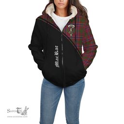 Scottish MacRae Red Tartan Sherpa Hoodie with Family Crest Curve Style Tartan Fleece Hoodie Scottish Plaid Tartan Plaid - ScotsTee - scotstee.com
