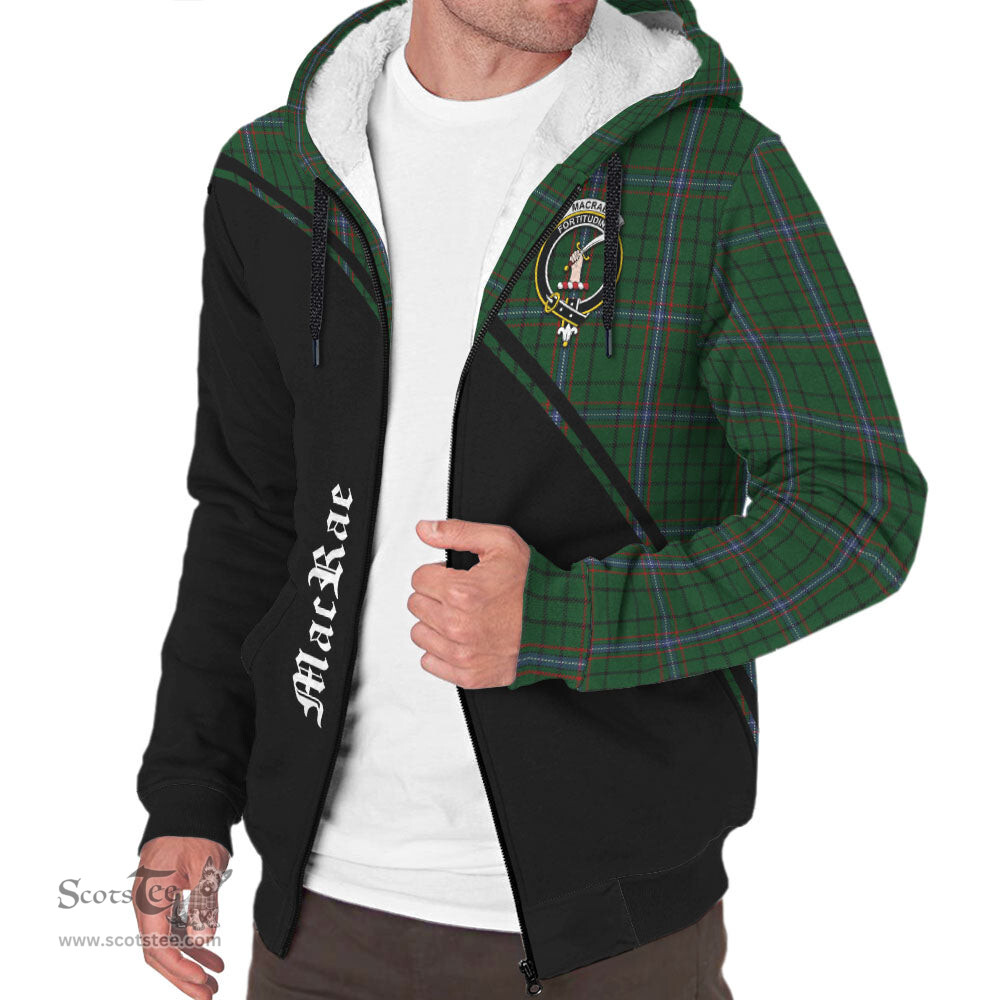 Scottish MacRae Tartan Sherpa Hoodie with Family Crest Curve Style Tartan Fleece Hoodie Scottish Plaid Tartan Plaid - ScotsTee - scotstee.com
