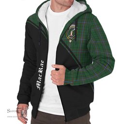 Scottish MacRae Tartan Sherpa Hoodie with Family Crest Curve Style Tartan Fleece Hoodie Scottish Plaid Tartan Plaid - ScotsTee - scotstee.com