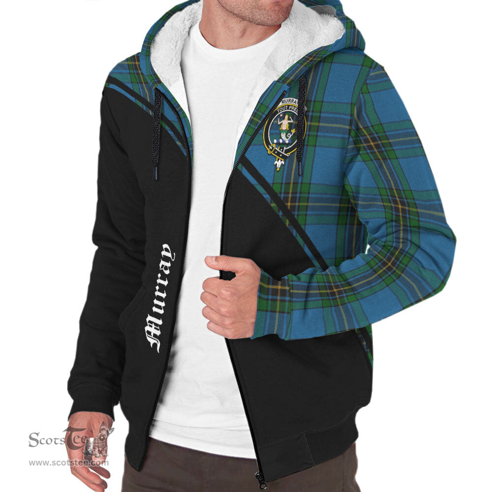 Scottish Murray of Elibank Tartan Sherpa Hoodie with Family Crest Curve Style Tartan Fleece Hoodie Scottish Plaid Tartan Plaid - ScotsTee - scotstee.com