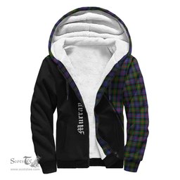 Scottish Murray of Atholl Modern Tartan Sherpa Hoodie with Family Crest Curve Style Tartan Fleece Hoodie Scottish Plaid Tartan Plaid - ScotsTee - scotstee.com